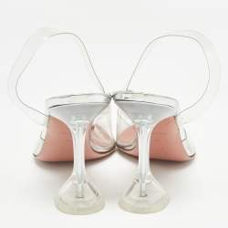Pre Owned Amina Muaddi Transparent PVC Begum Slingback Pumps Size 39