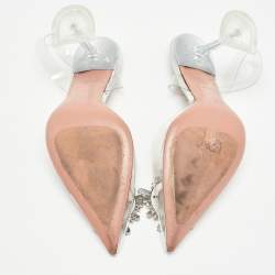 Pre Owned Amina Muaddi Transparent PVC Begum Slingback Pumps Size 39