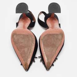 Amina Muaddi Black Satin Begum Pumps Size 39.5