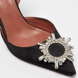 Amina Muaddi Black Satin Begum Pumps Size 39.5