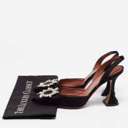 Amina Muaddi Black Satin Begum Pumps Size 39.5