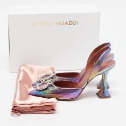 Amina Muaddi Multicolor Iridescent Leather Begum Pumps Size 39