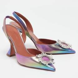 Amina Muaddi Multicolor Iridescent Leather Begum Pumps Size 39