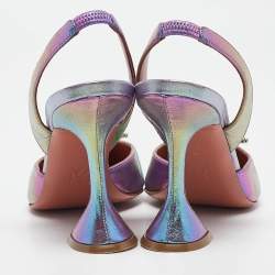 Amina Muaddi Multicolor Iridescent Leather Begum Pumps Size 39
