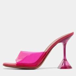 Amina Muaddi Pink PVC Lupita Sandals Size 37