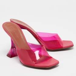 Amina Muaddi Pink PVC Lupita Sandals Size 37