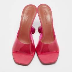 Amina Muaddi Pink PVC Lupita Sandals Size 37