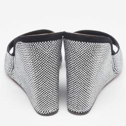 Pre Owned Amina Muaddi Black Crystals Suede Lupita Wedge Open Toe Sandals Size 40