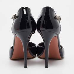 Amina Muaddi Black Patent Leather Ursina Pumps Size 41