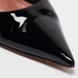 Amina Muaddi Black Patent Leather Ursina Pumps Size 41