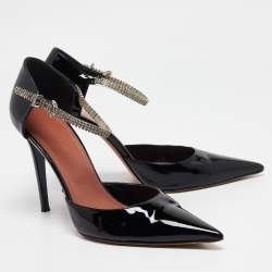 Amina Muaddi Black Patent Leather Ursina Pumps Size 41