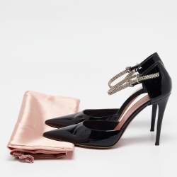Amina Muaddi Black Patent Leather Ursina Pumps Size 41