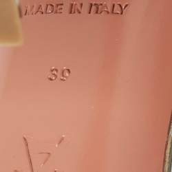 Pre Owned Amina Muaddi Silver Leather Crystal Embellished Gilda Slide Sandals Size 39