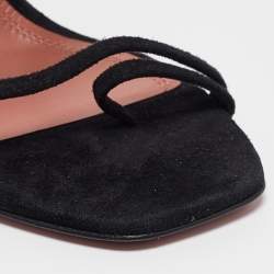 Amina Muaddi Black Suede Naima Wedge Sandals Size 37