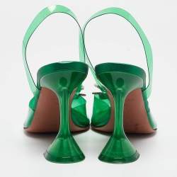 Amina Muaddi Green PVC Begum Slingback Pumps Size 38