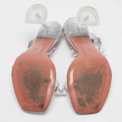 Pre Owned Amina Muaddi Transparent PVC Julia Glass Sandals Size 37