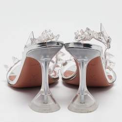 Pre Owned Amina Muaddi Transparent PVC Julia Glass Sandals Size 37