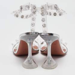 Pre Owned Amina Muaddi Transparent PVC Julia Glass Sandals Size 37