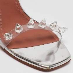 Pre Owned Amina Muaddi Transparent PVC Julia Glass Sandals Size 37