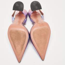Pre Owned Amina Muaddi Purple Leather Slingback Pumps Size 40