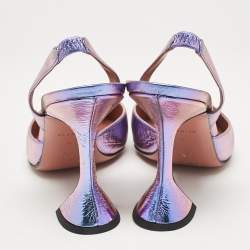 Pre Owned Amina Muaddi Purple Leather Slingback Pumps Size 40