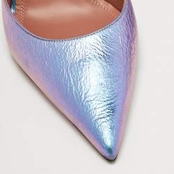 Pre Owned Amina Muaddi Purple Leather Slingback Pumps Size 40