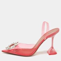 Amina Muaddi Pink PVC Begum Slingback Pumps Size 38.5