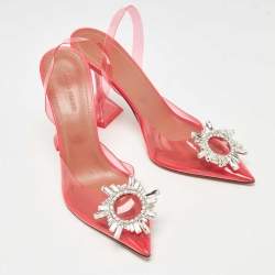 Amina Muaddi Pink PVC Begum Slingback Pumps Size 38.5