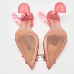 Amina Muaddi Pink PVC Begum Slingback Pumps Size 38.5