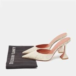 Amina Muaddi Beige/Brown Python Fiona Mules Size 39