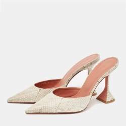 Amina Muaddi Beige/Brown Python Fiona Mules Size 39