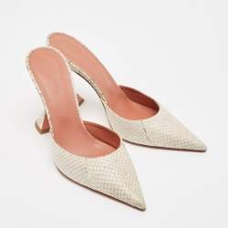 Amina Muaddi Beige/Brown Python Fiona Mules Size 39