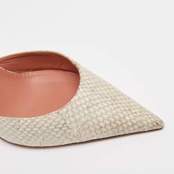 Amina Muaddi Beige/Brown Python Fiona Mules Size 39
