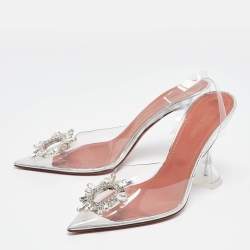 Pre Owned Amina Muaddi Transparent PVC Begum Pumps Size 39