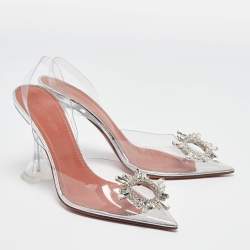 Pre Owned Amina Muaddi Transparent PVC Begum Pumps Size 39
