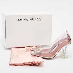 Pre Owned Amina Muaddi Transparent PVC Begum Pumps Size 37