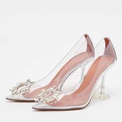 Pre Owned Amina Muaddi Transparent PVC Begum Pumps Size 37