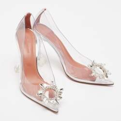 Pre Owned Amina Muaddi Transparent PVC Begum Pumps Size 37