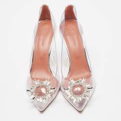 Pre Owned Amina Muaddi Transparent PVC Begum Pumps Size 37