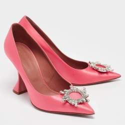 Amina Muaddi Pink Satin Begum Pumps Size 40