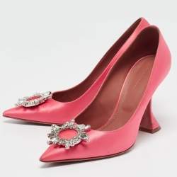 Amina Muaddi Pink Satin Begum Pumps Size 40