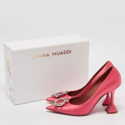 Amina Muaddi Pink Satin Begum Pumps Size 40