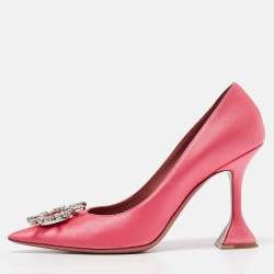 Amina Muaddi Pink Satin Begum Pumps Size 40