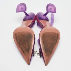 Pre Owned Amina Muaddi Purple PVC Begum Slingback Pumps Size 41