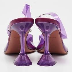 Pre Owned Amina Muaddi Purple PVC Begum Slingback Pumps Size 41