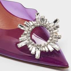 Pre Owned Amina Muaddi Purple PVC Begum Slingback Pumps Size 41