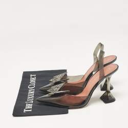 Amina Muaddi Black PVC Phoenix Slingback Pumps Size 38
