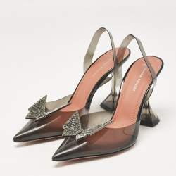 Amina Muaddi Black PVC Phoenix Slingback Pumps Size 38