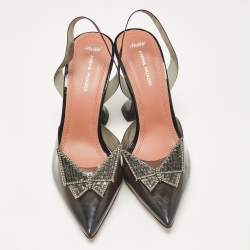 Amina Muaddi Black PVC Phoenix Slingback Pumps Size 38