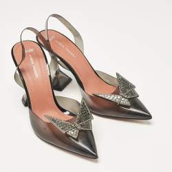 Amina Muaddi Black PVC Phoenix Slingback Pumps Size 38